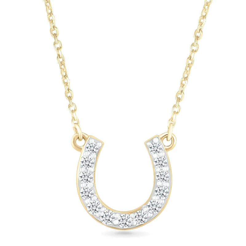 luxury gemstone necklaces for women -Diamond Horseshoe Pendant Necklace