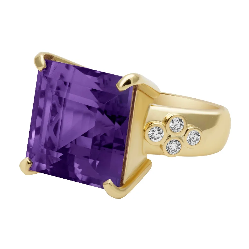 vintage engagement rings for women -Ring - Amethyst And Diamond