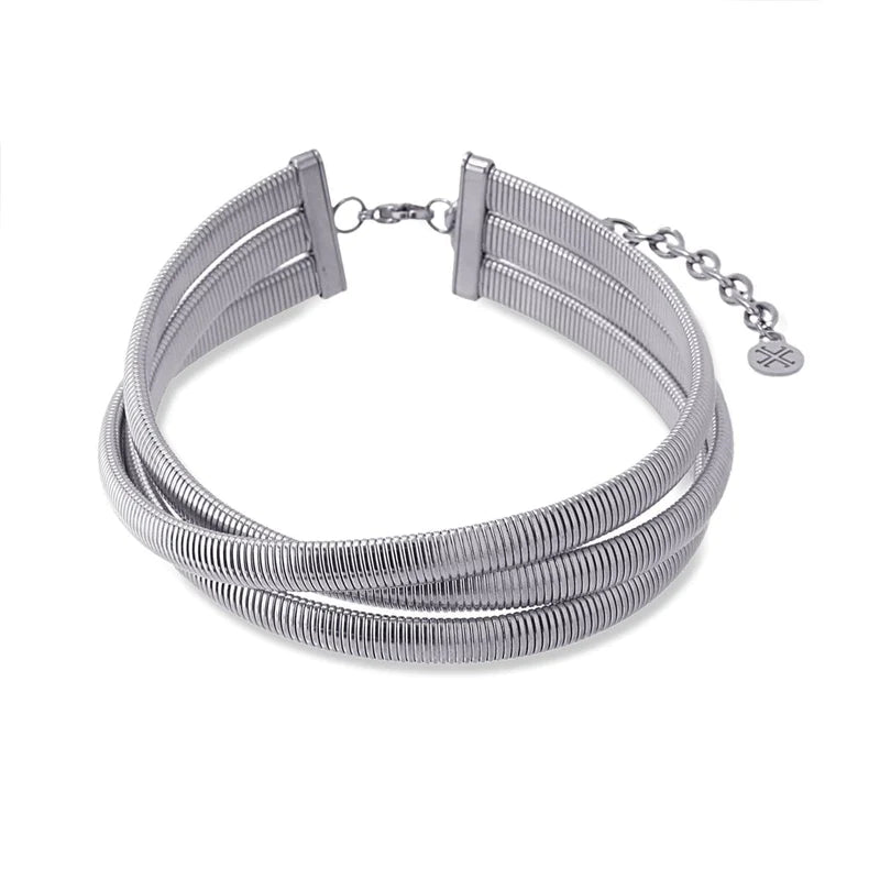 stunning necklaces for women -Multi layer choker silver