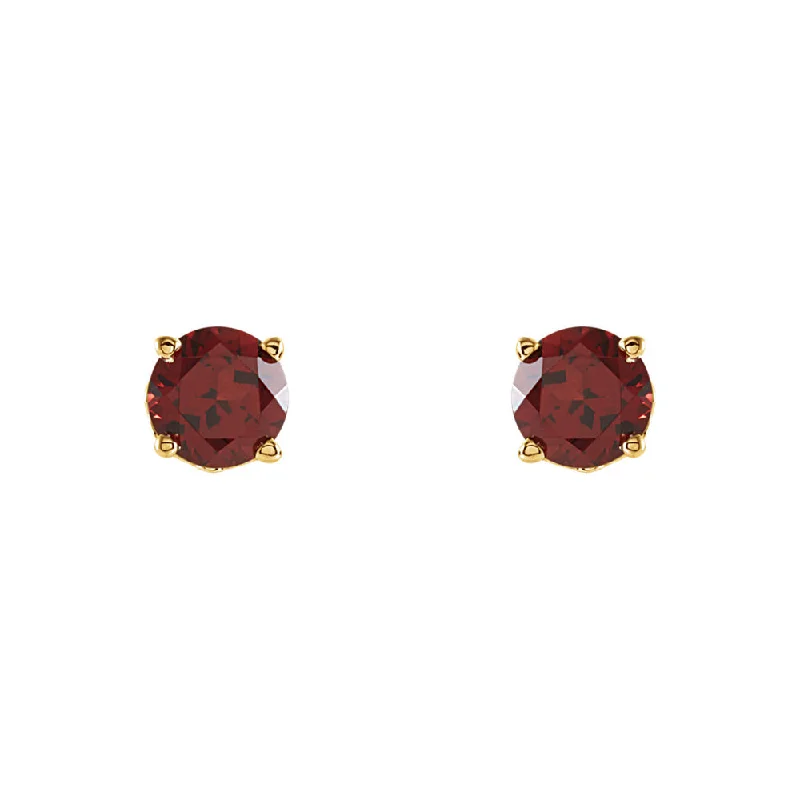 elegant earrings for women -6mm Mozambique Garnet Stud Earrings in 14k Yellow Gold