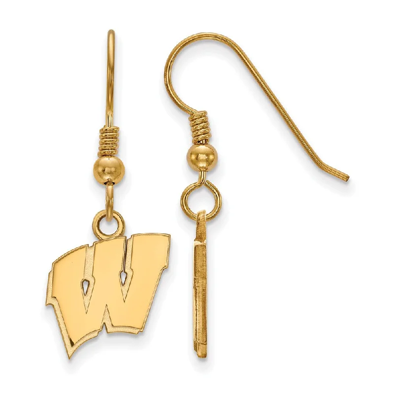 dangling gemstone earrings for women -14k Gold Plated Silver University of Wisconsin SM Dangle Earrings