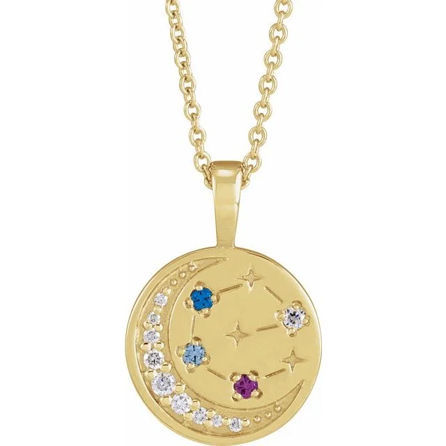 bold necklaces for women -Natural Diamond Celestial Family Birthstone Pendant or Necklace