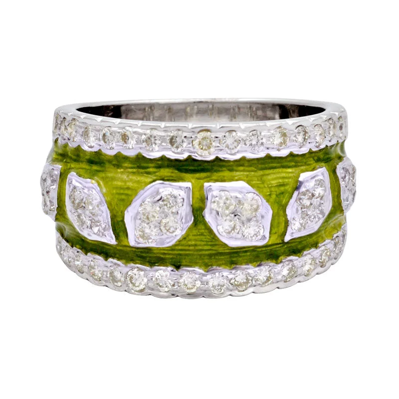 yellow gold rings for women -Ring- Diamond (Enamel)