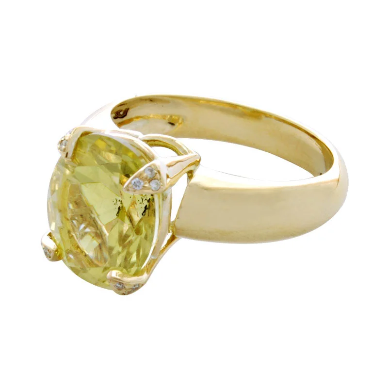 classic wedding rings for women -Ring- Lemon Quartz And Diamond