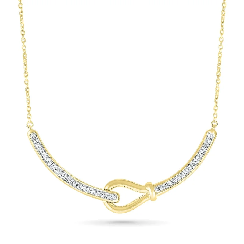 zodiac necklaces for women -Diamond and Gold Loop Bar Necklace