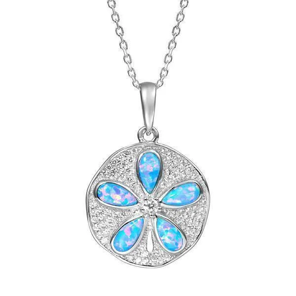 handmade necklaces for women -Pavé Sand Dollar Pendant with Opal by Alamea