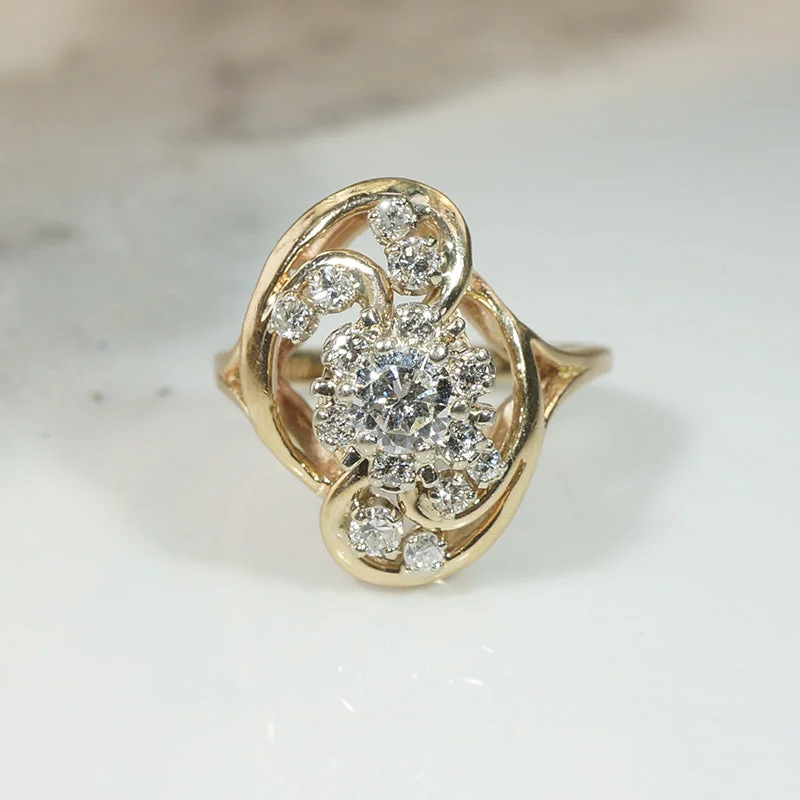 luxury rings for women -Swirling Blossom Diamond Cluster Cocktail Ring