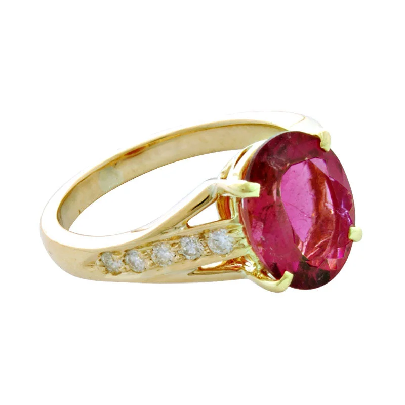 luxury rings for women -Ring- Rubellite And Diamond