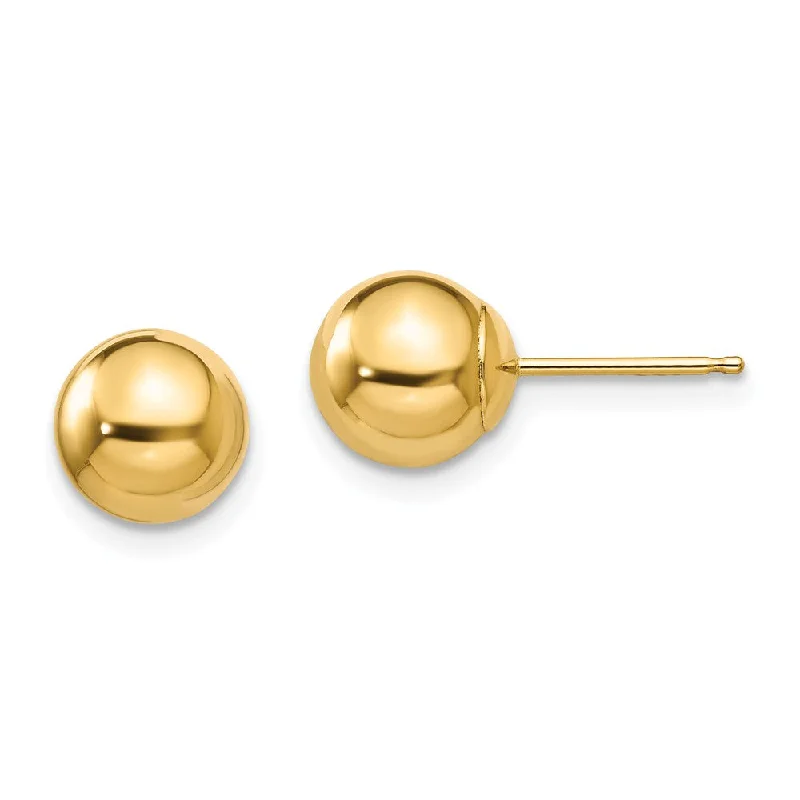 bold statement earrings for women -7mm Polished Ball Friction Back Stud Earrings in 14k Yellow Gold