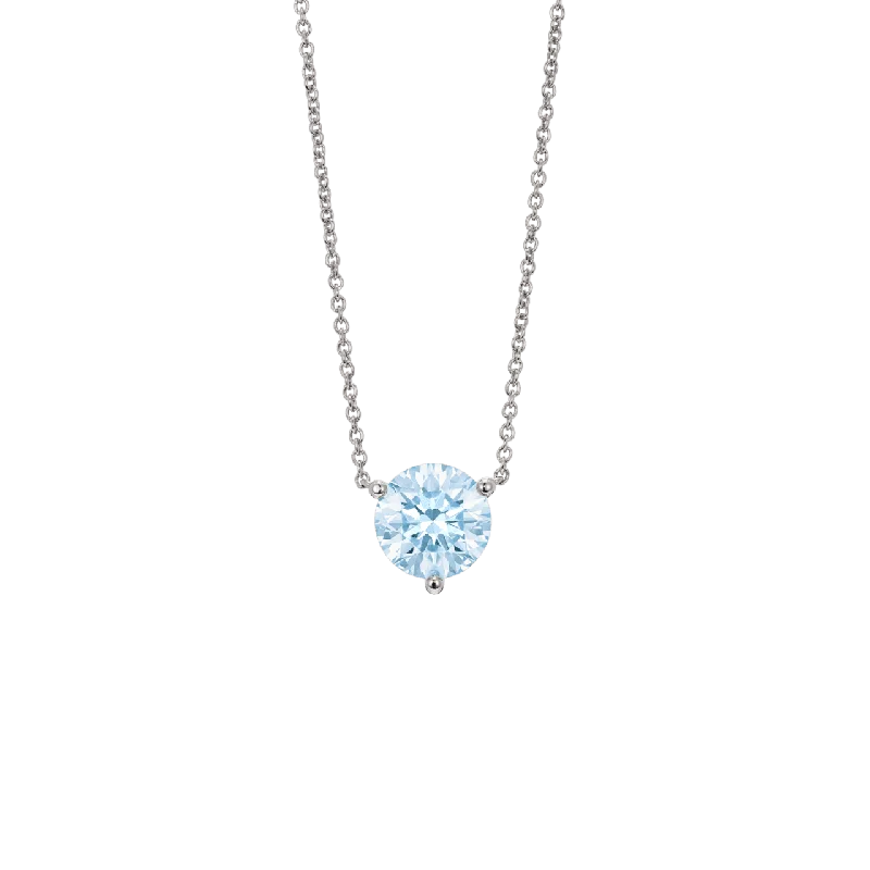 elegant charm necklaces for women -The Blue Round Brilliant Solitaire Pendant