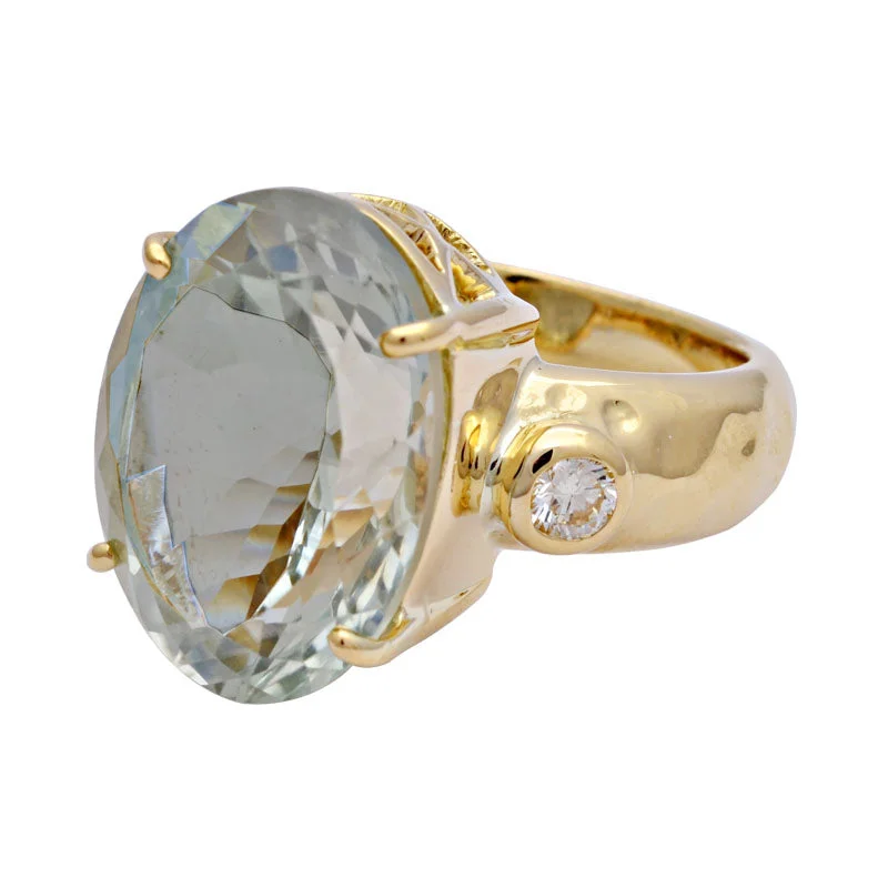 designer rings for women -Ring-Green Quartz and Diamond