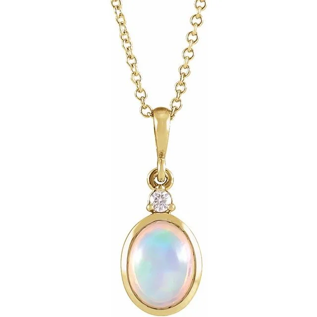 colorful necklaces for women -Ethiopian Opal & .015 CT Diamond 16-18" Necklace