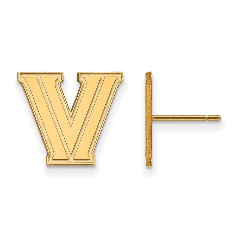 simple stud earrings for women -14k Yellow Gold Villanova University Small Initial V Post Earrings