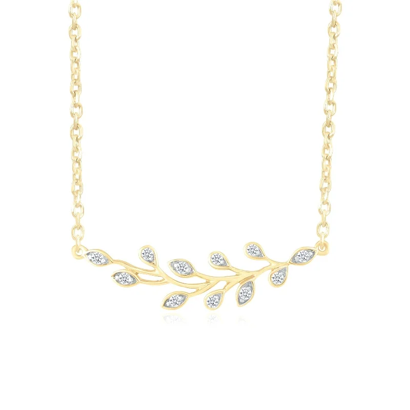 unique necklaces for women -Olive Branch Diamond Bar Necklace