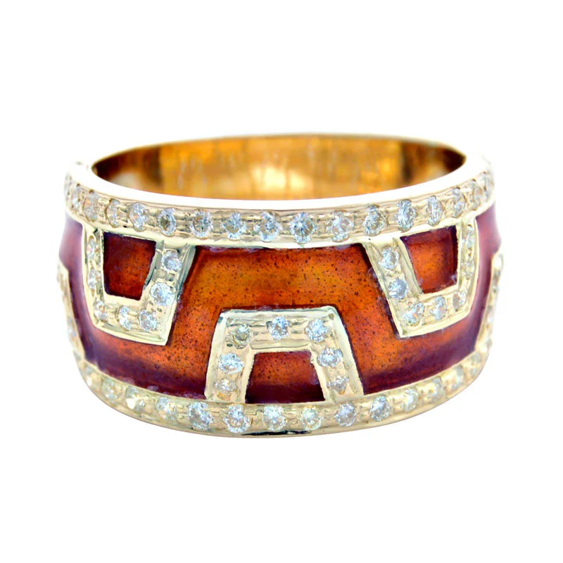 silver rings for women -Ring-Diamond (Enamel)