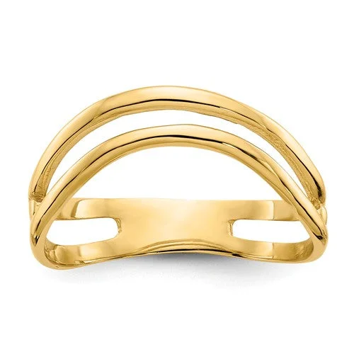 love necklace for women -14K Yellow Gold Double Wave Curved Thumb Ring