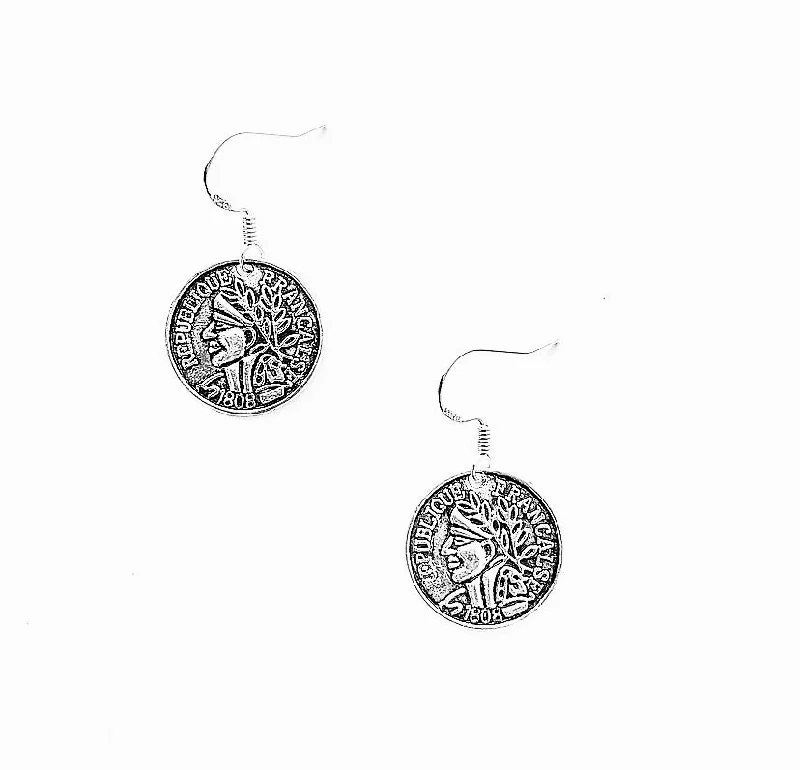 statement crystal earrings for women -Coin Earrings on Sterling Silver