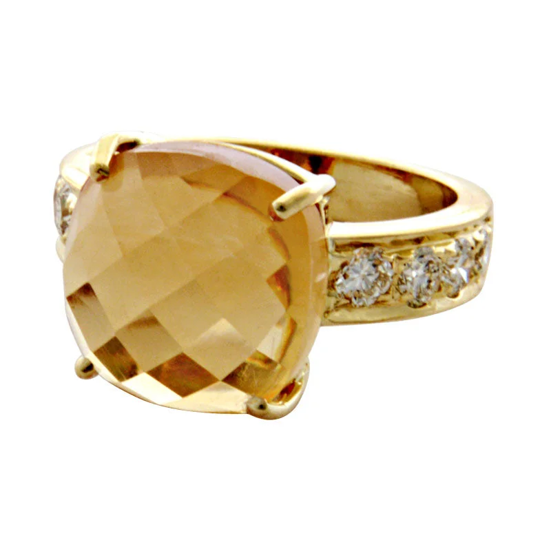 fashion rings for women -Ring- Citrine And Diamond