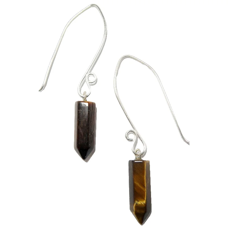 dangle earrings for women -Tigers Eye Earrings Point Me to Success Fine Hill Tribe Silver