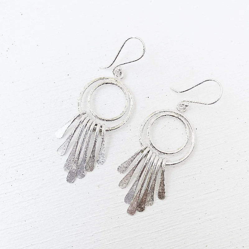 trendy drop earrings for women -SILVER TASEL EARRINGS