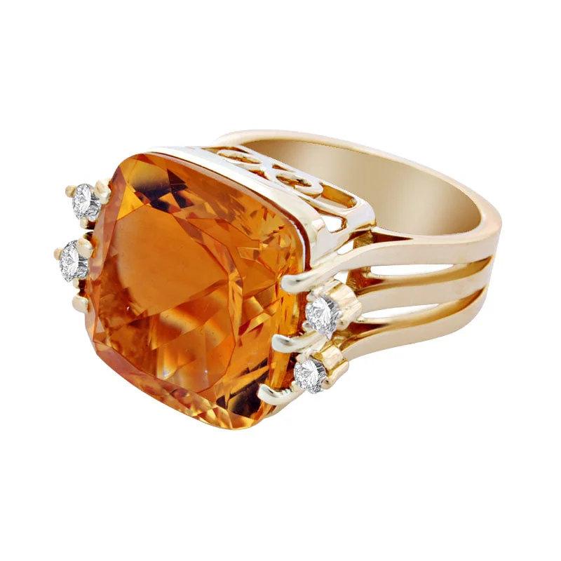 classic rings for women -Ring- Citrine And Diamond