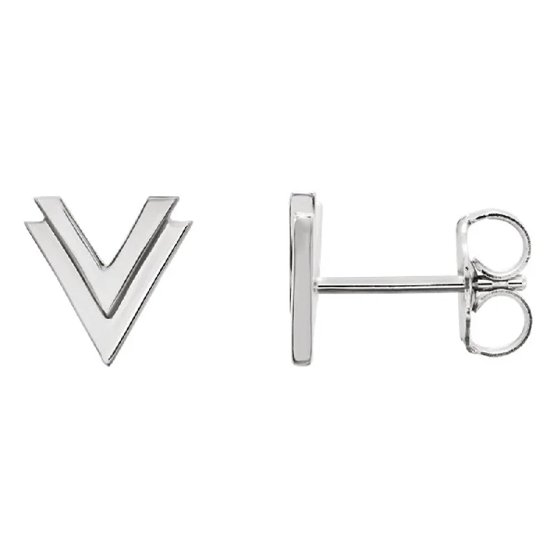 fashion earrings for women -8 x 8mm (5/16 Inch) Polished Sterling Silver Small Double 'V' Earrings