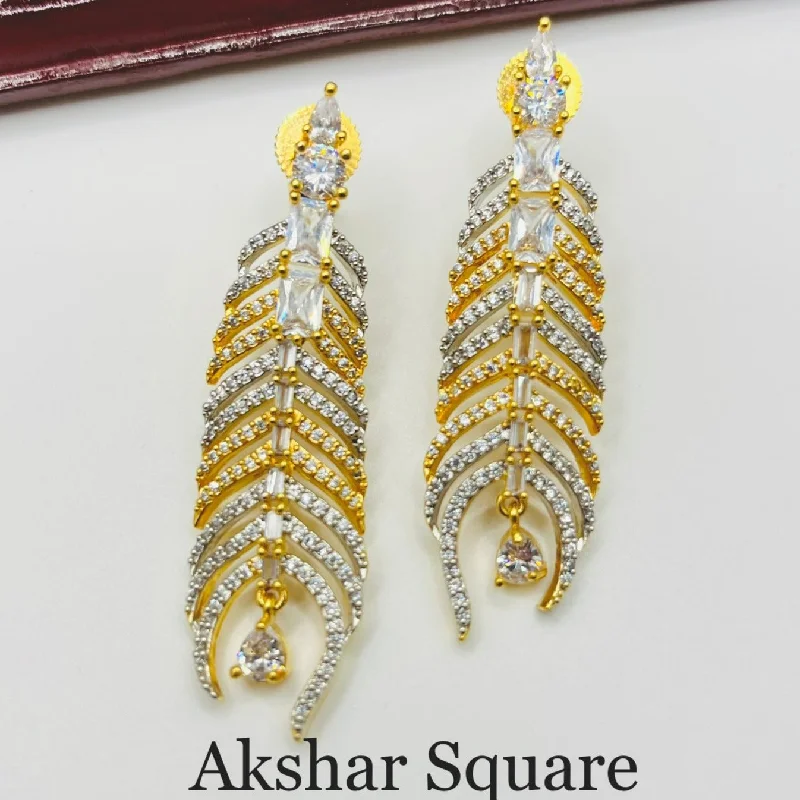 custom earrings for women -Peacock feather CZ Earrings