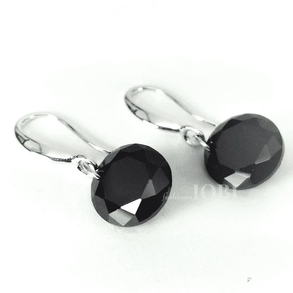 unique earrings for women -Exotic Obsidian Naked IOBI Crystals Silver Drill Earrings - 10mm for Woman