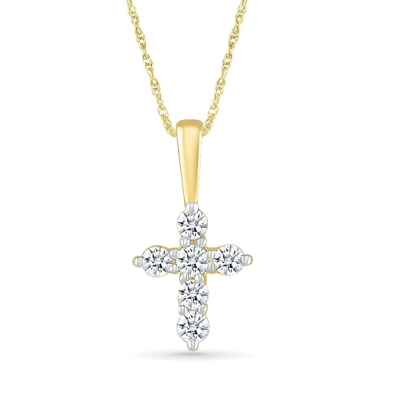 chic gemstone necklaces for women -Dainty Diamond Cross Pendant