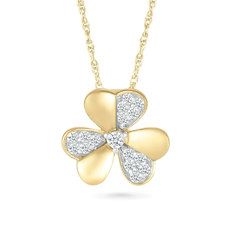 elegant gemstone necklaces for women -Diamond Three Leaf Clover Necklace