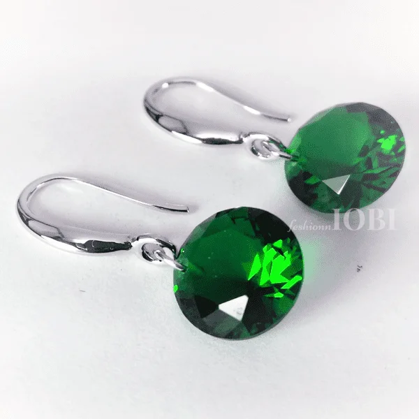 chic gold earrings for women -Exotic Emerald Naked IOBI Crystals Silver Drill Earrings - 10mm for Woman