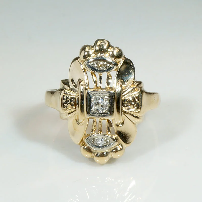 custom diamond rings for women -Diamond Art Deco Dinner Ring in Two-Tone Gold