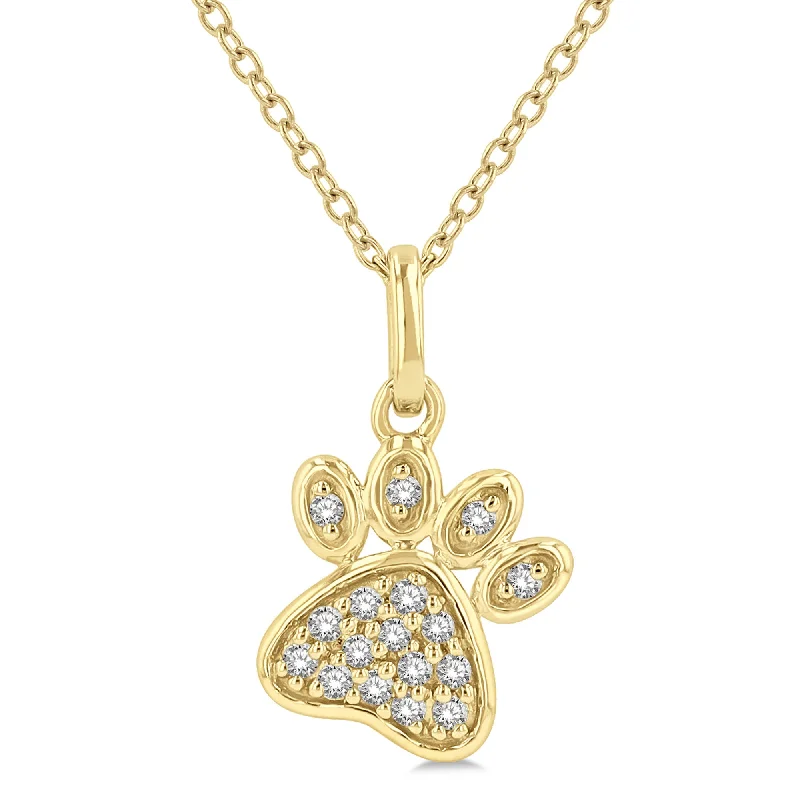 vintage-inspired necklaces for women -Ashi .10ctw Diamond Paw Pendant