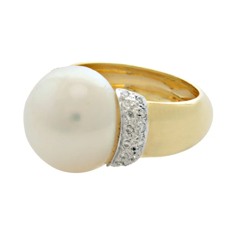 opal rings for women -Ring-Pearl and Diamond