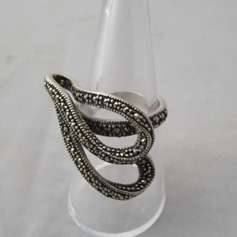 timeless engagement rings -Sterling Silver And Marcasite Swirl Ring Vintage c1980