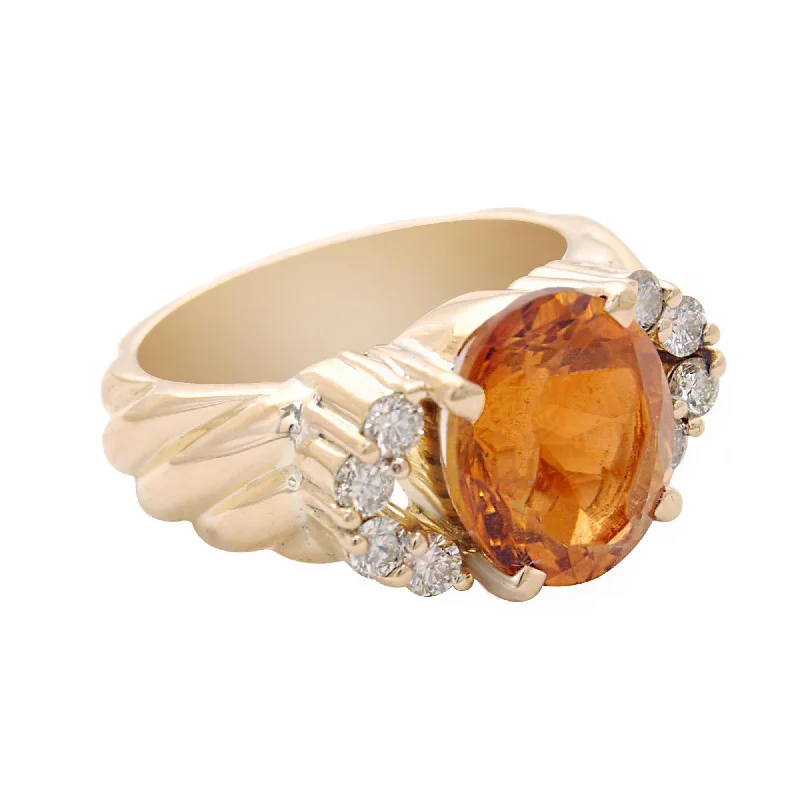 luxury wedding rings for women -Ring-Citrine and Diamond