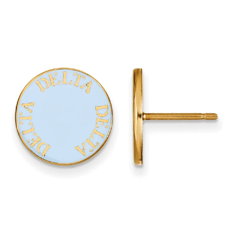 bold statement earrings for women -14K Plated Silver Delta Delta Delta Enamel Disc Post Earrings