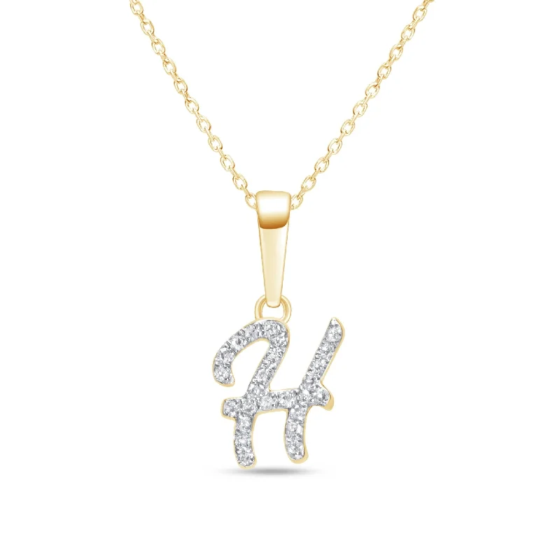 fashion statement necklaces for women -Cursive Diamond Initial Necklace