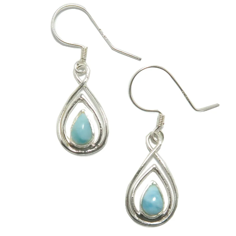 gold earrings with diamonds -Larimar Earrings Seaside Serenity Drop Sterling Silver