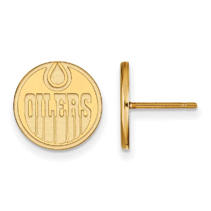 layered earrings for women -10k Yellow Gold NHL Edmonton Oilers Small Post Earrings