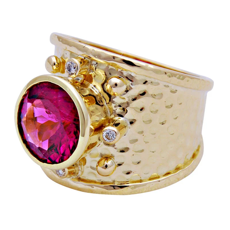 statement wedding rings for women -Ring-Rubellite and Diamond