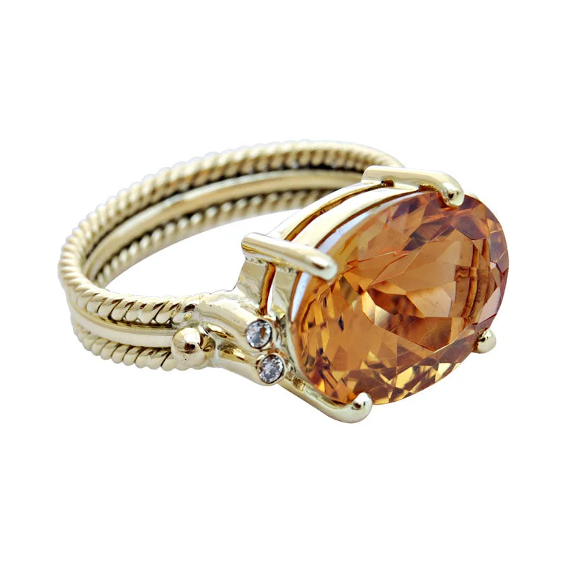 romantic engagement rings -Ring-Citrine and Diamond