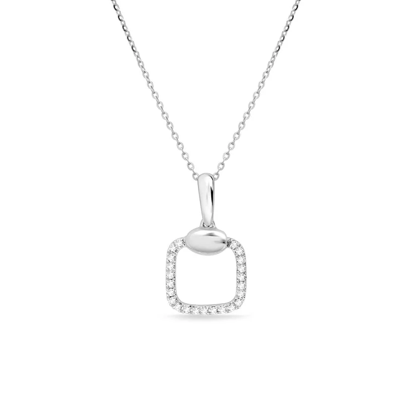 luxury necklaces for women -Diamond Pavé Square Cushion Pendant Necklace