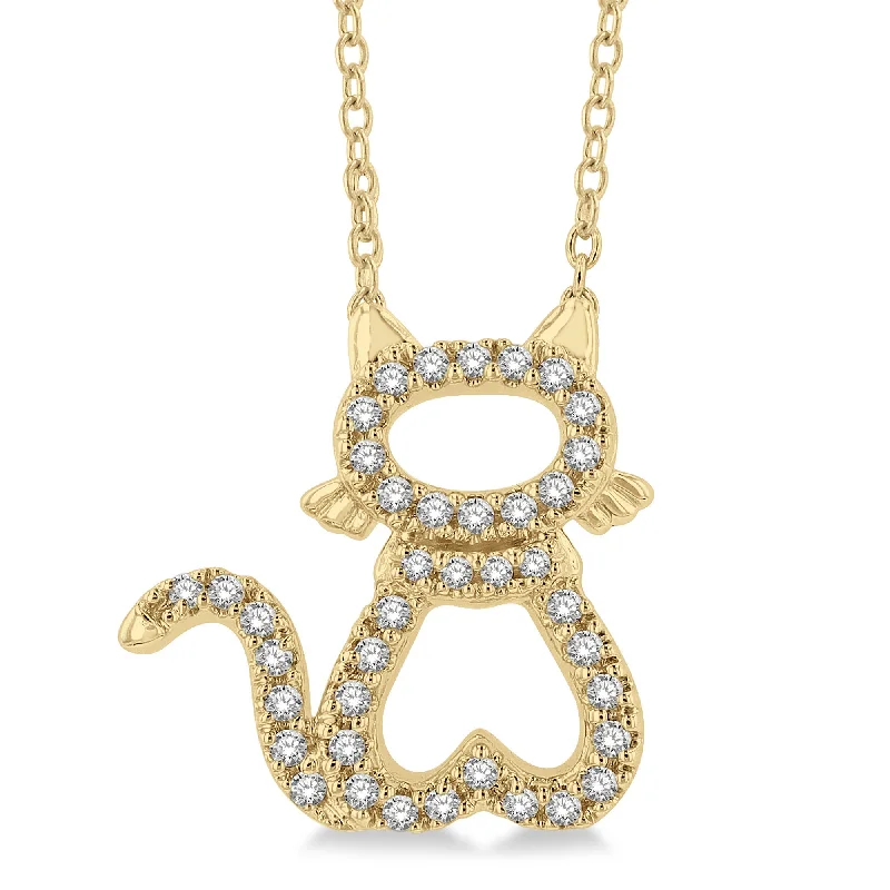 zodiac necklaces for women -Ashi .15ctw Diamond Cat Necklace