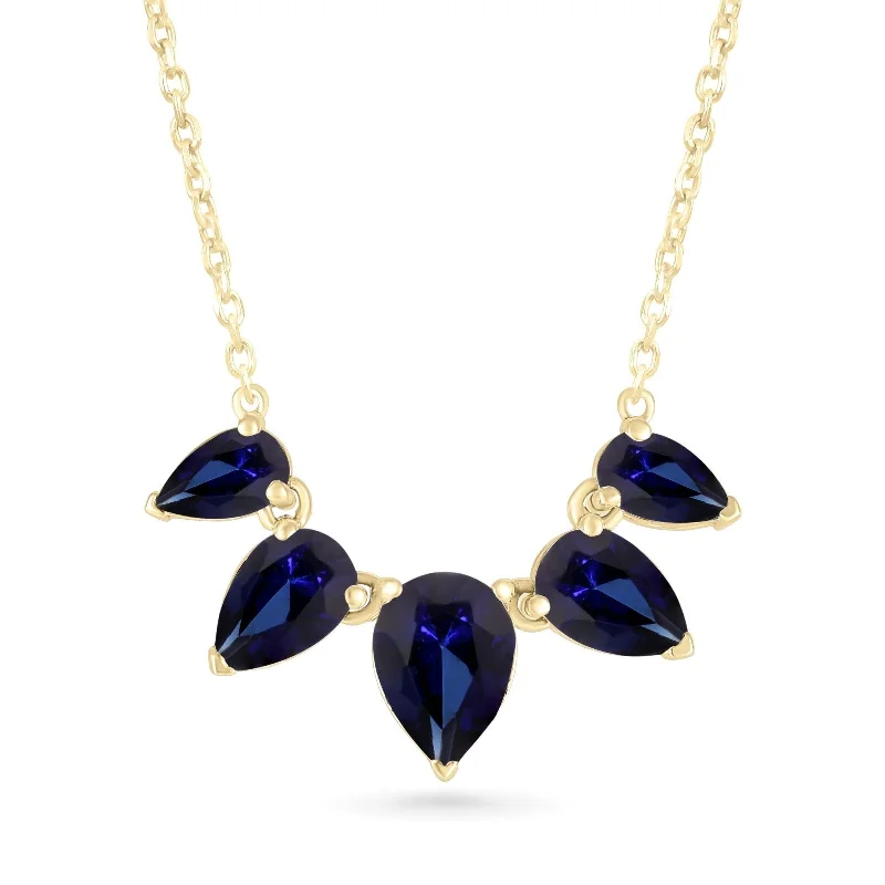 pendant necklaces for women -Teardrop Shaped Blue Sapphire Necklace