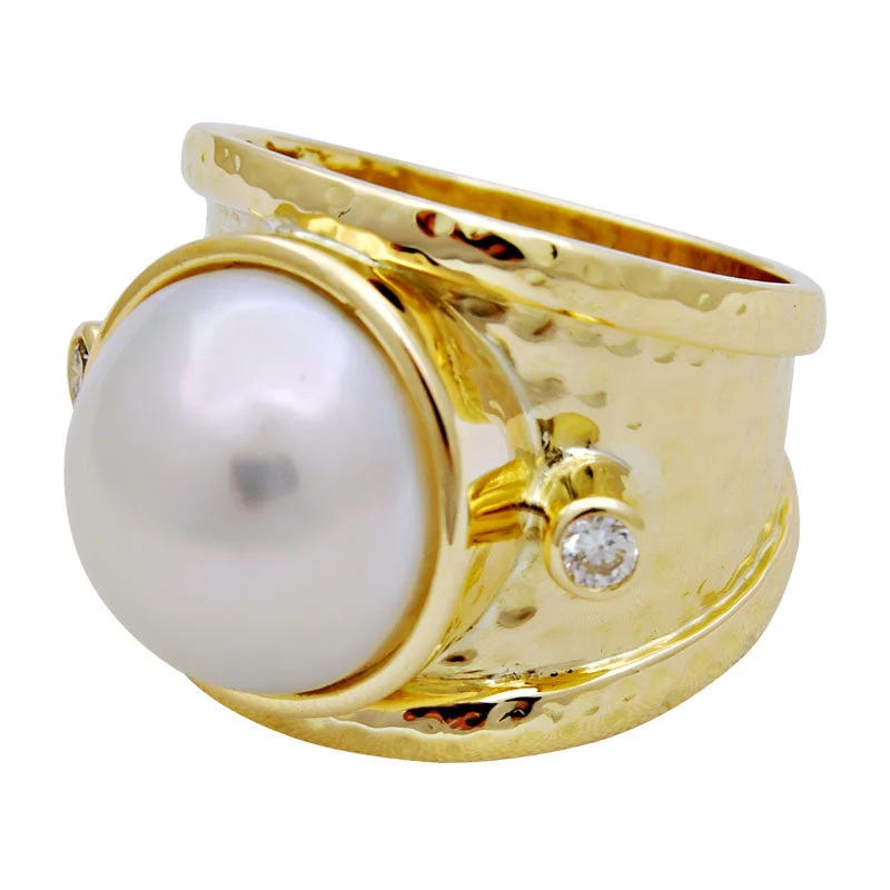 bold rings for women -Ring-South Sea Pearl and Diamond