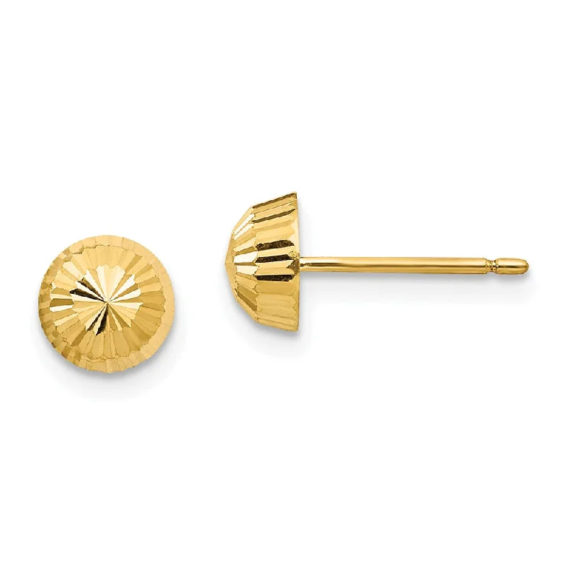 fashion earrings for women -5mm Diamond-cut Half-Ball Post Earrings in 14k Yellow Gold