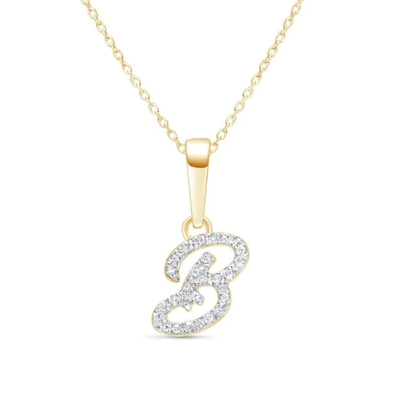 romantic pendant necklaces for women -Cursive Diamond Initial Necklace