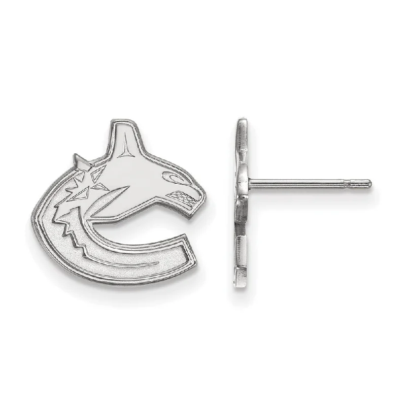 fashion hoop earrings for women -10k White Gold NHL Vancouver Canucks Small Post Earrings