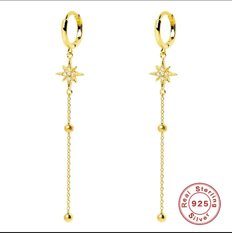 gold hoop earrings for women -Starry Night Long Drop Earrings